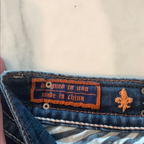 Rock Revival Blue Straight Leg Jeans with Distinctive Design - Picture 3 of 7